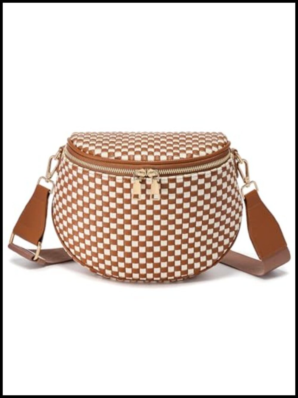 Woven PU Leather Crossbody Bum Bag Fanny Pack Belt Bag Convertible